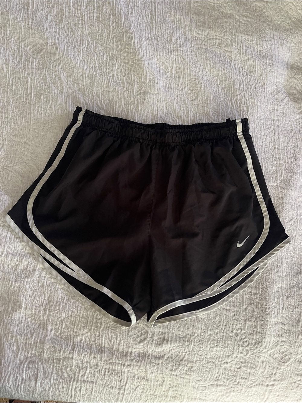 Nike Women's Black Athletic Shorts with White Piping